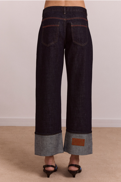 Straight Leg Montana Turn Up Jean -Indigo Selvedge