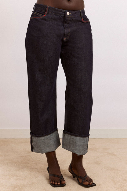 Straight Leg Montana Turn Up Jean -Indigo Selvedge
