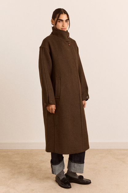 Agnes Wool Blend Coat- Chocolate