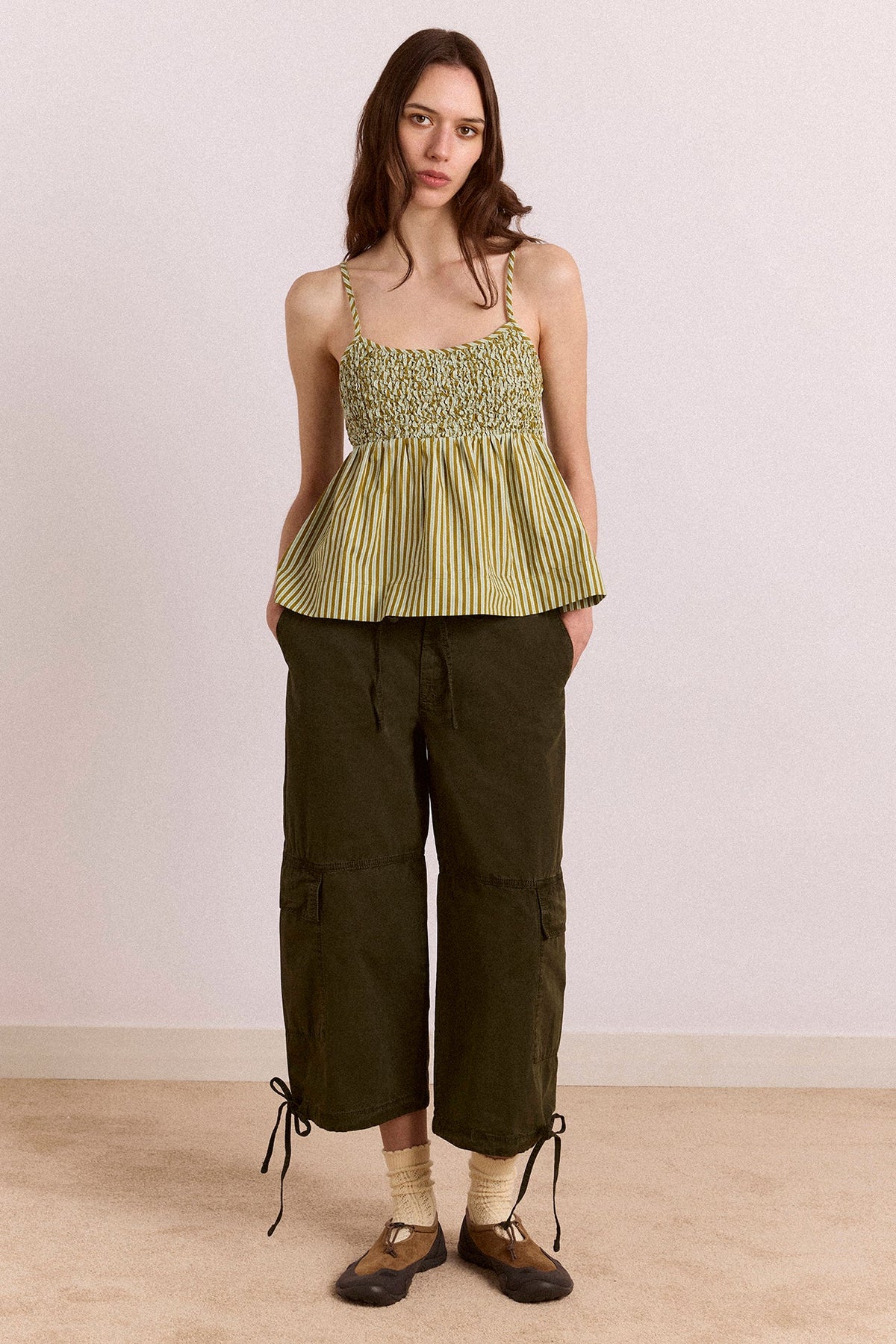 Toshi Utility Capri Trouser - Dark Khaki