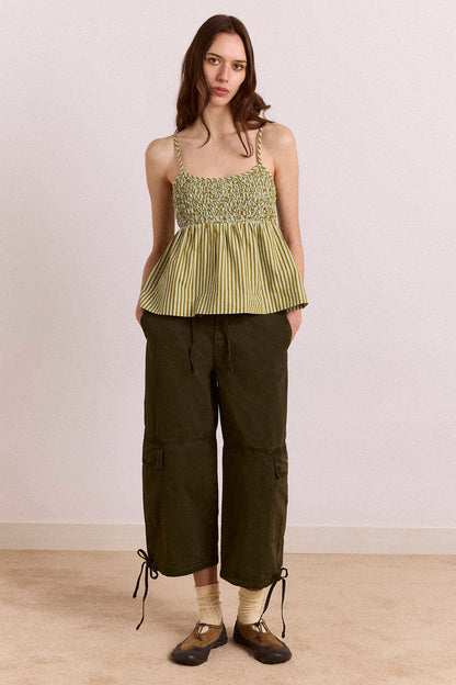 Toshi Utility Capri Trouser - Dark Khaki