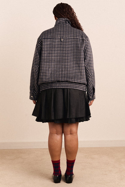 Pixie Wool Blend Bomber - Willow Gingham