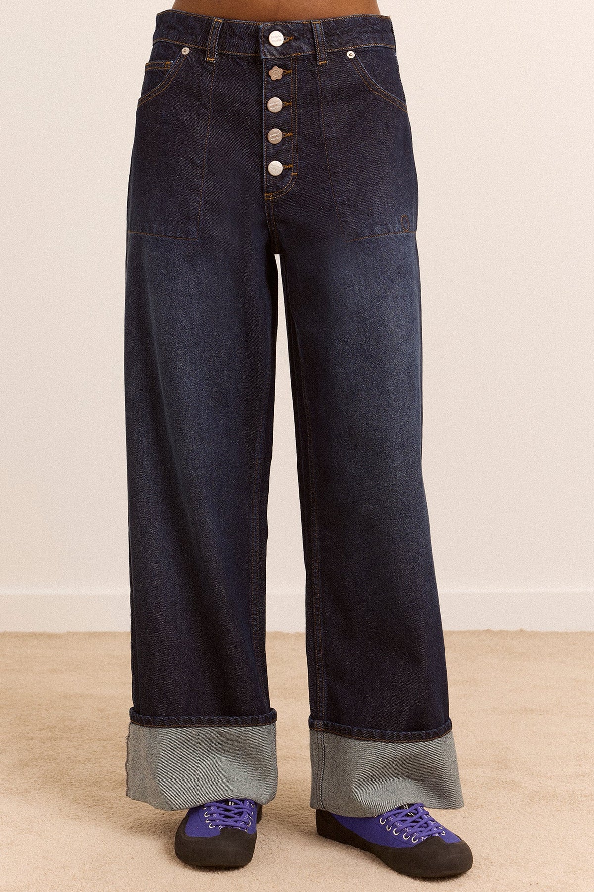 Gigi Ultra Baggy Wide Leg Jeans - Rinse Slate Wash