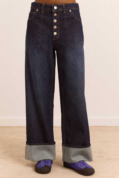 Gigi Ultra Baggy Wide Leg Jeans - Rinse Slate Wash
