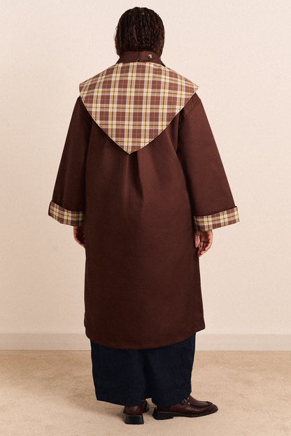 Reversible Longline Jerry Trench - Chocolate