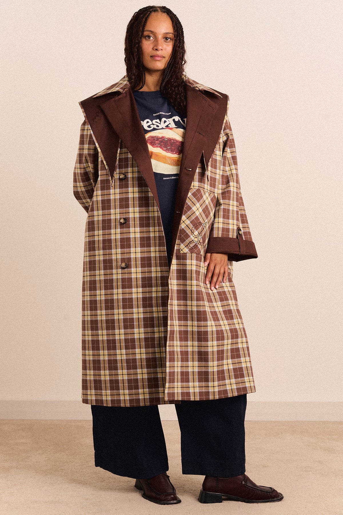 Reversible Longline Jerry Trench - Chocolate